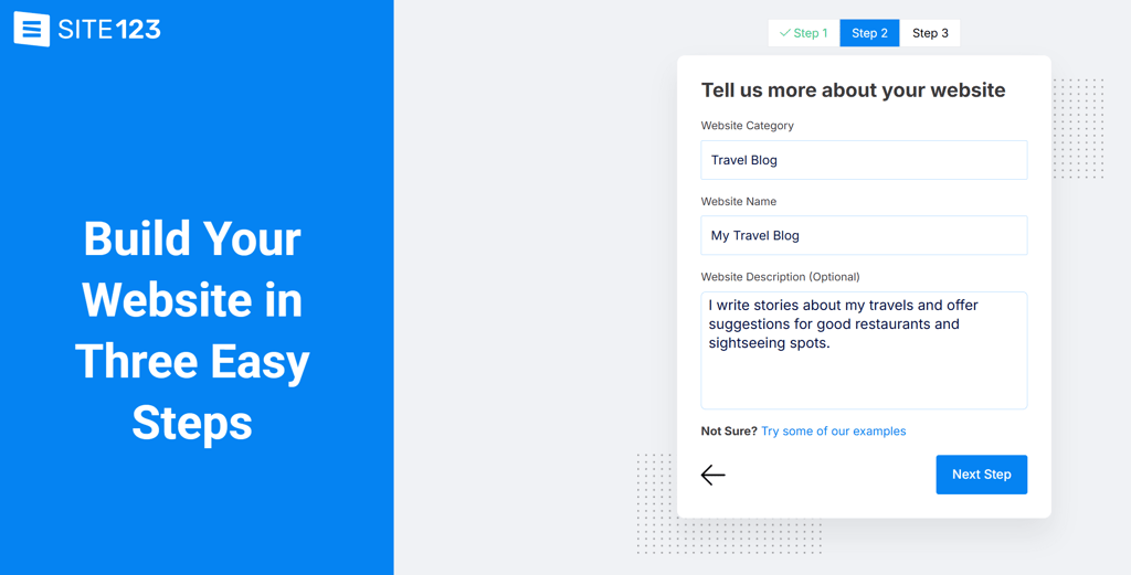Describing my website in SITE123