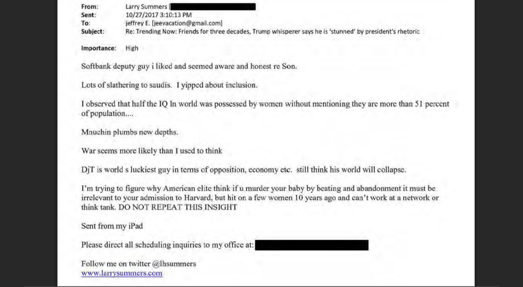 Epstein email Larry Summers 1