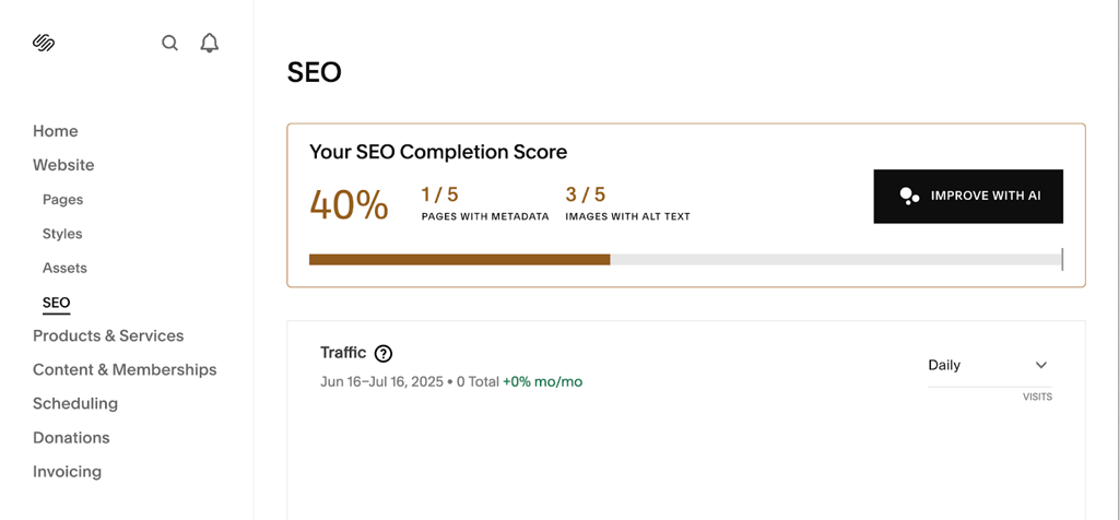 squarespace built in seo tools