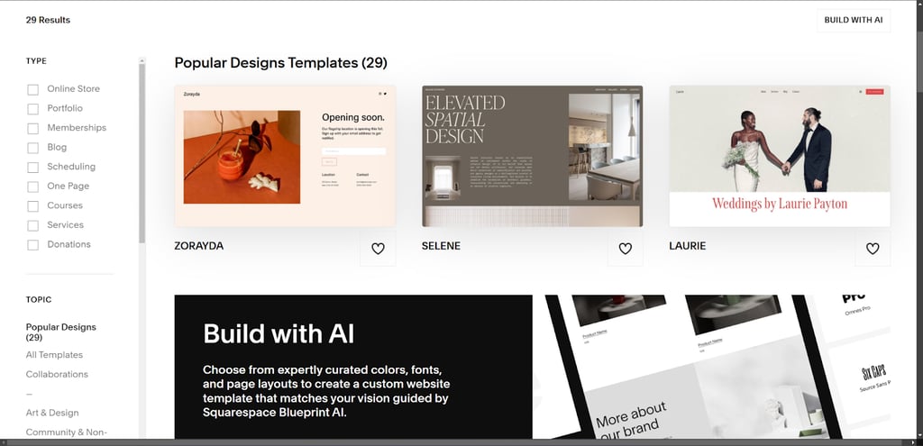 squarespace popular designs templates