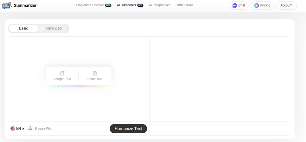 Summarizer.org AI Humanizer interface