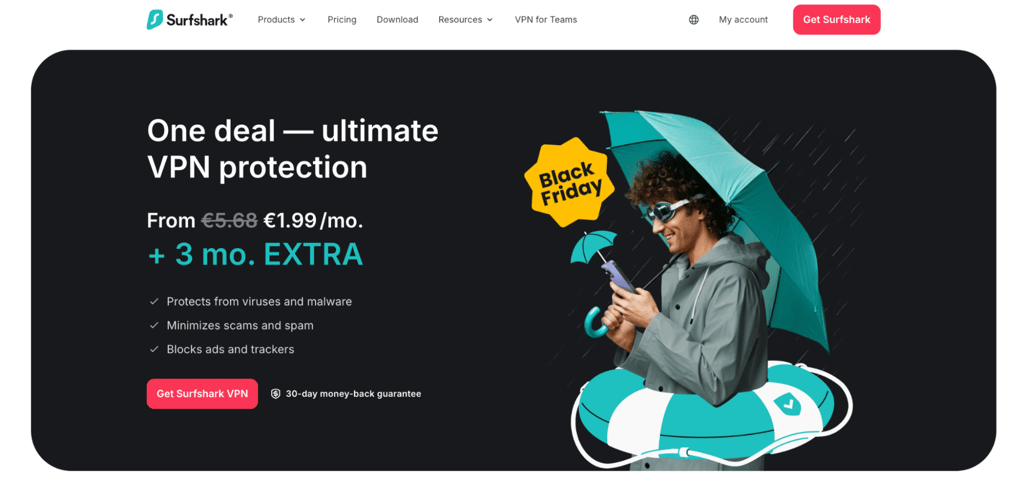 Surfshark homepage euros