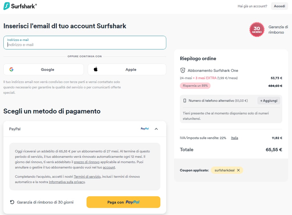 IT fill in payment details
