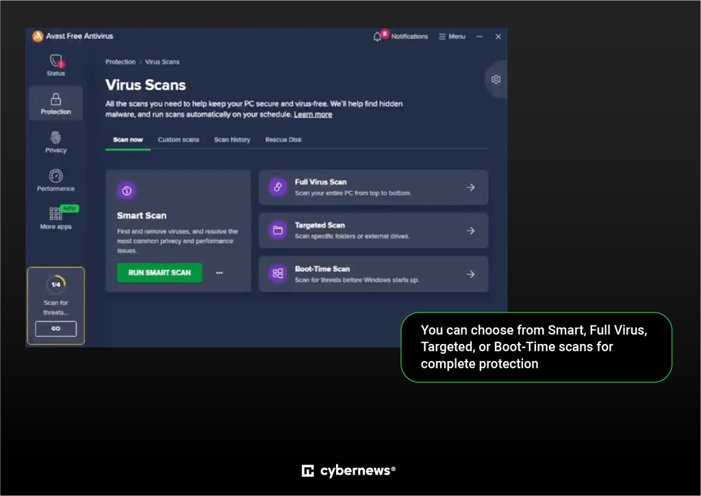 avast scan options