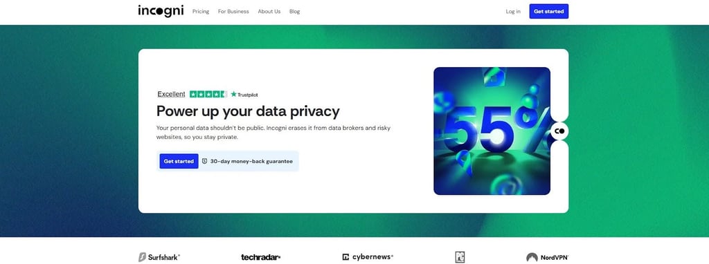 Incogni official, website layout