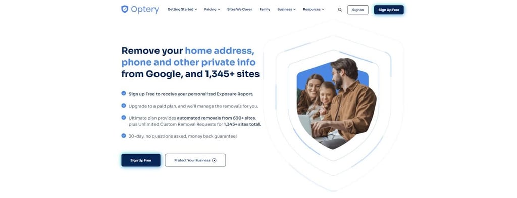 Optery official, main website