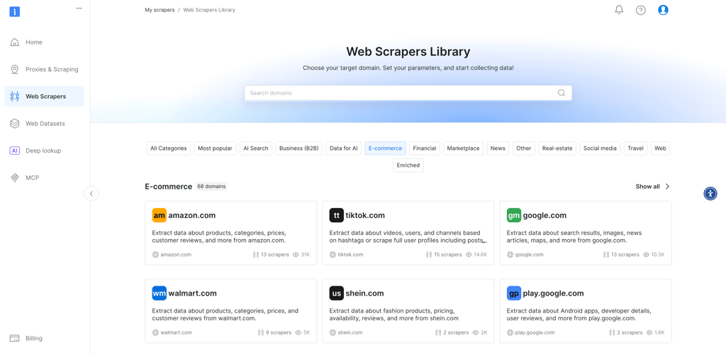 bright data scraper dashboard