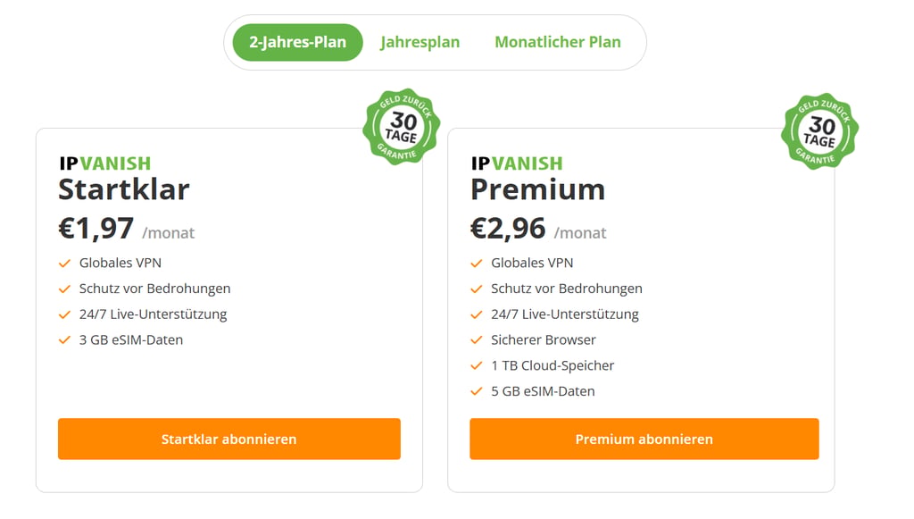 IPvanish plan DE