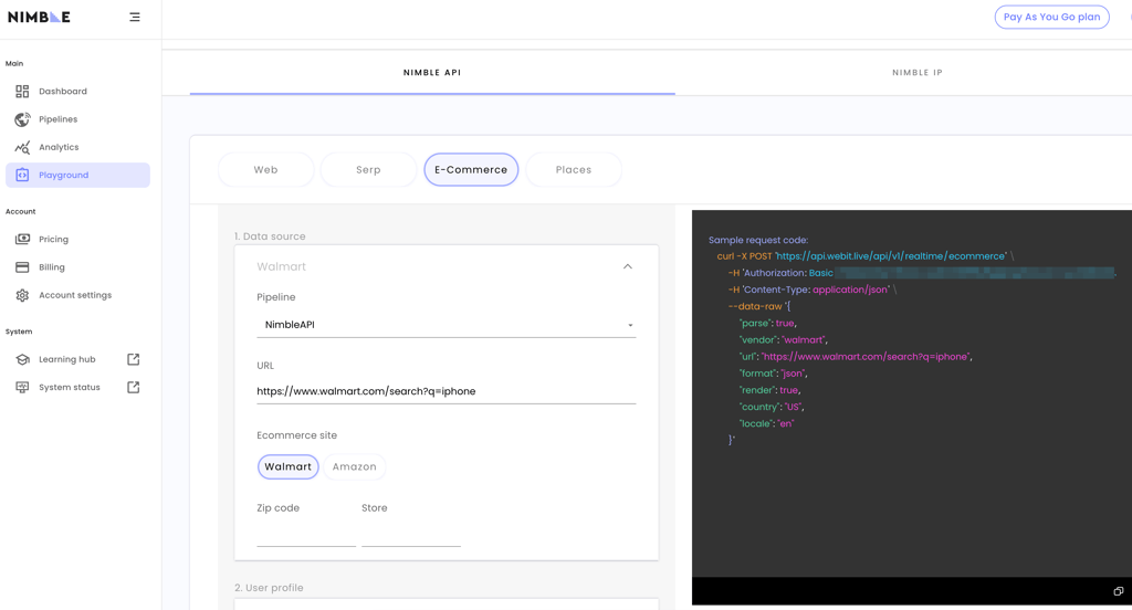 nimbleway scraper dashboard