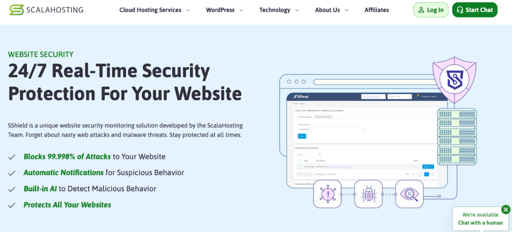ScalaHosting SShield feature