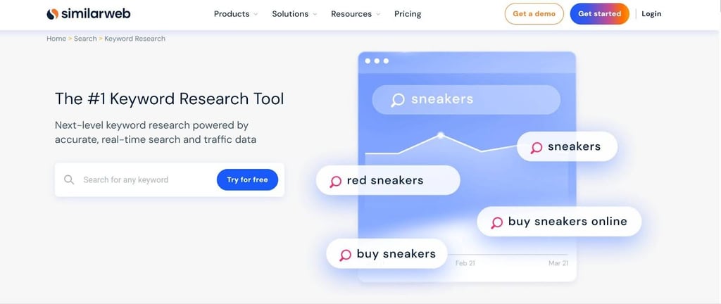 Similarweb official, keyword research tool