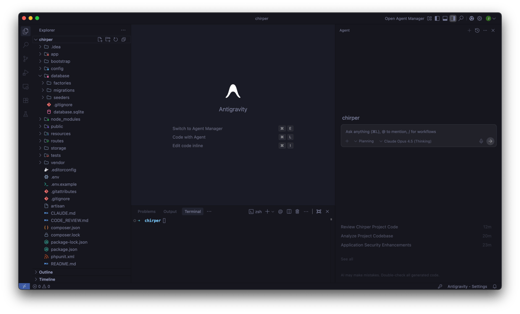 Google Antigravity’s interface