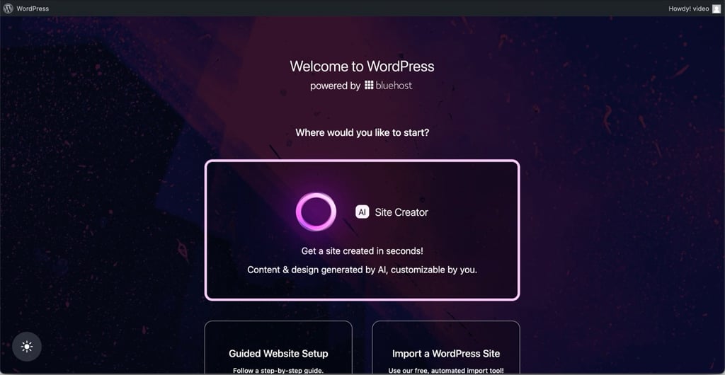 Bluehost's AI-powered website builder