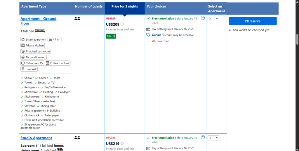 Booking prices when connected from Poland