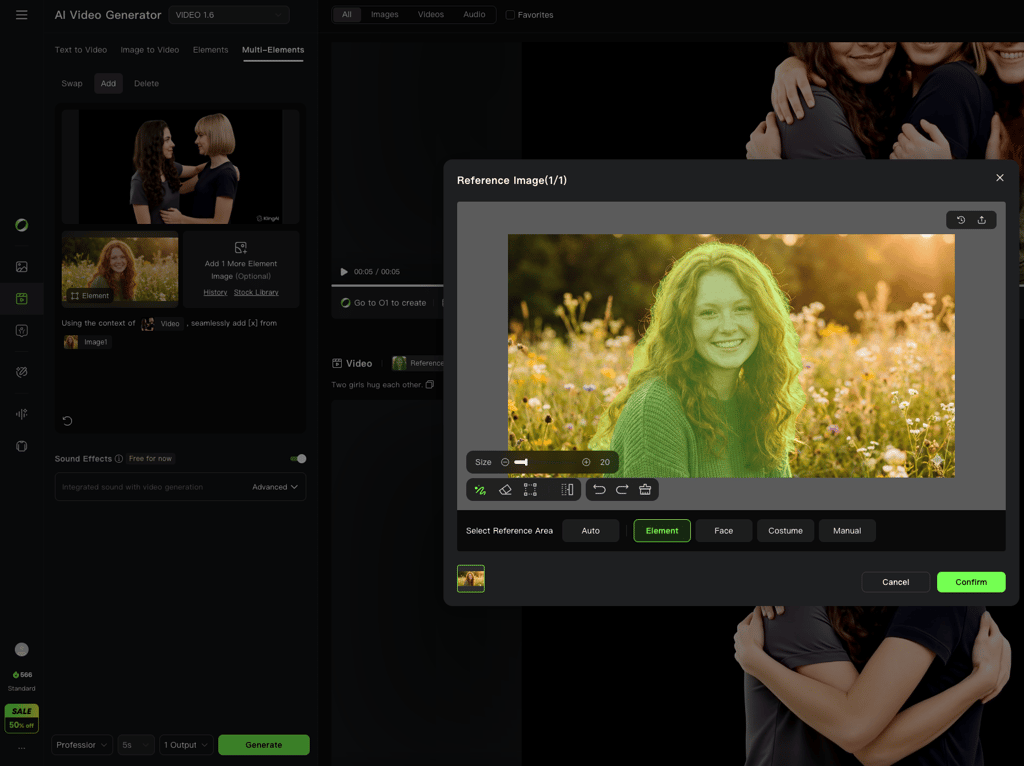 Selecting the character using Kling AI