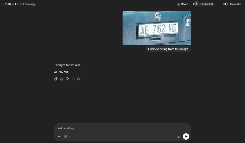 ChatGPT 5.2 accurately deciphered text in a blurry image
