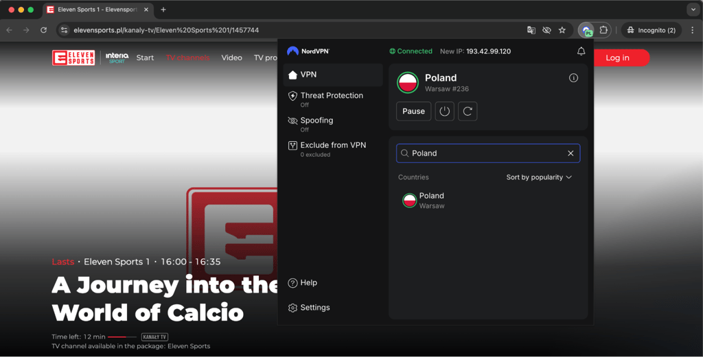 Eleven sports with NordVPN
