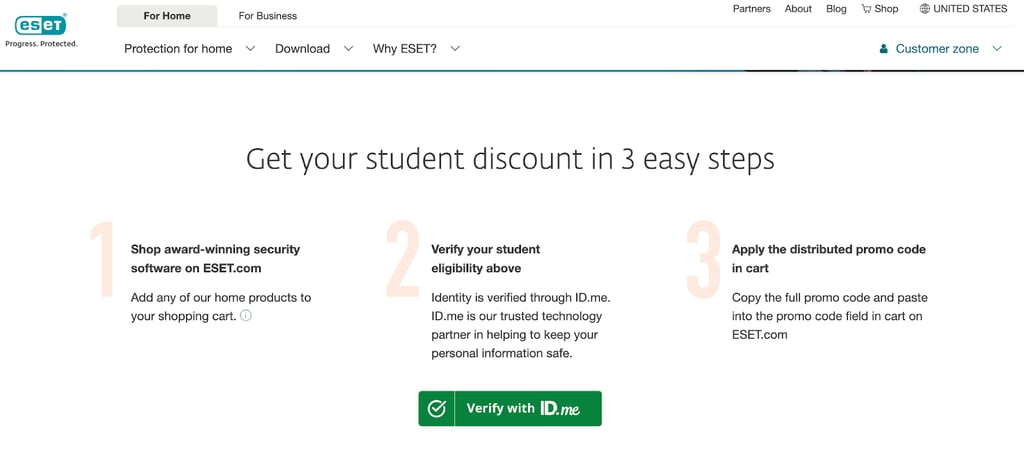 eset student coupons step 1