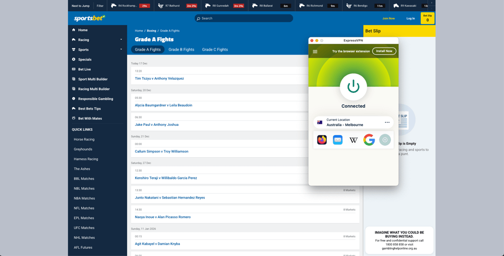 Accessing Sportsbet with ExpressVPN
