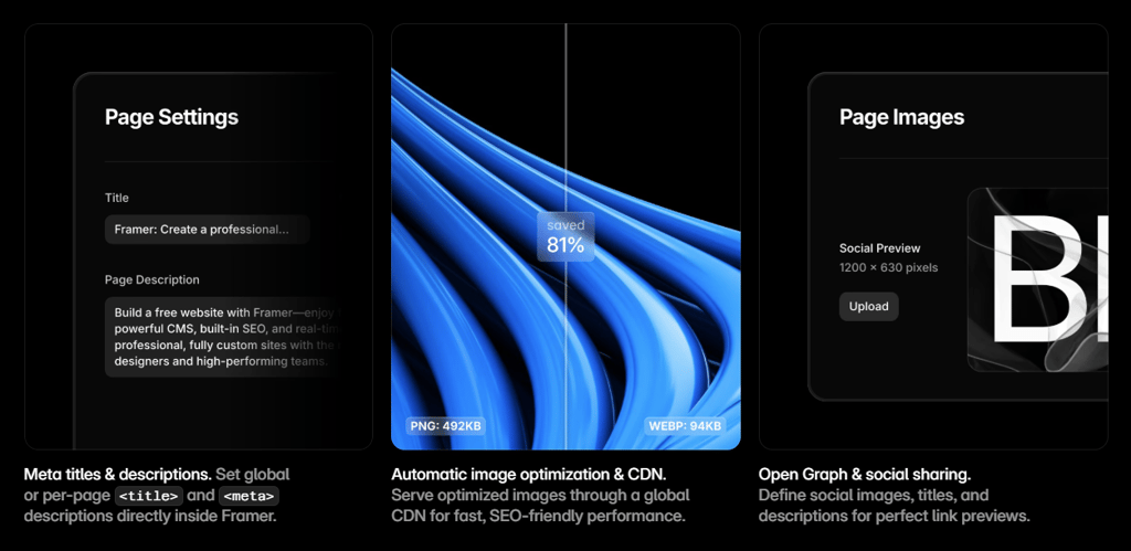 Framer's built-in SEO tools