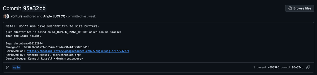 Github commit Chrome vulnerability