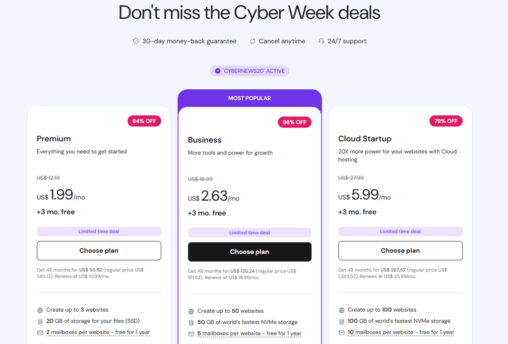 Hostinger Cyber Week 2025 deals