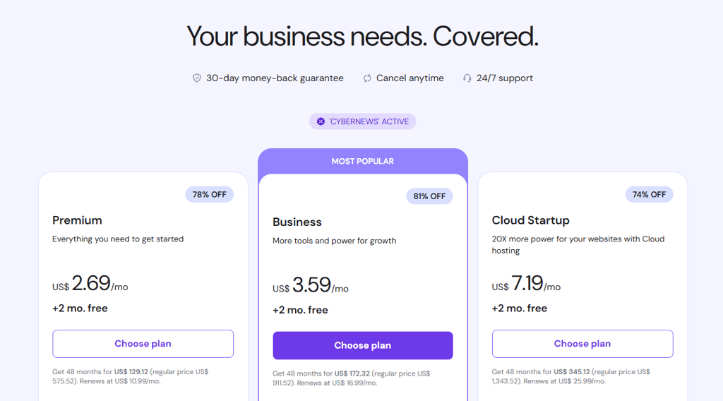 Hostinger's prices December 2025