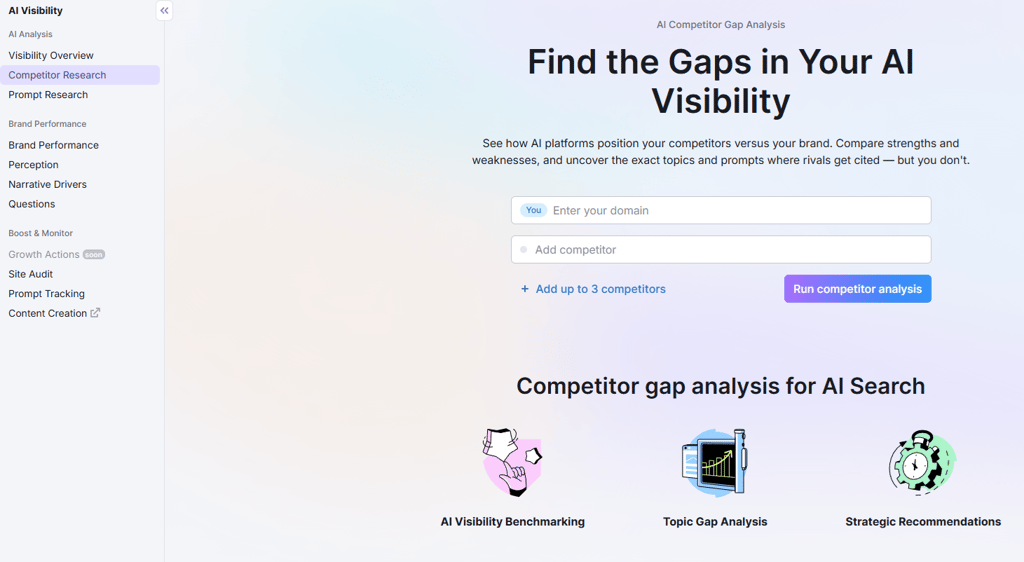 Semrush's competitor research interface