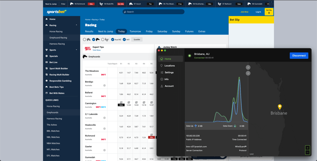 Using IPVanish to access Sportsbet