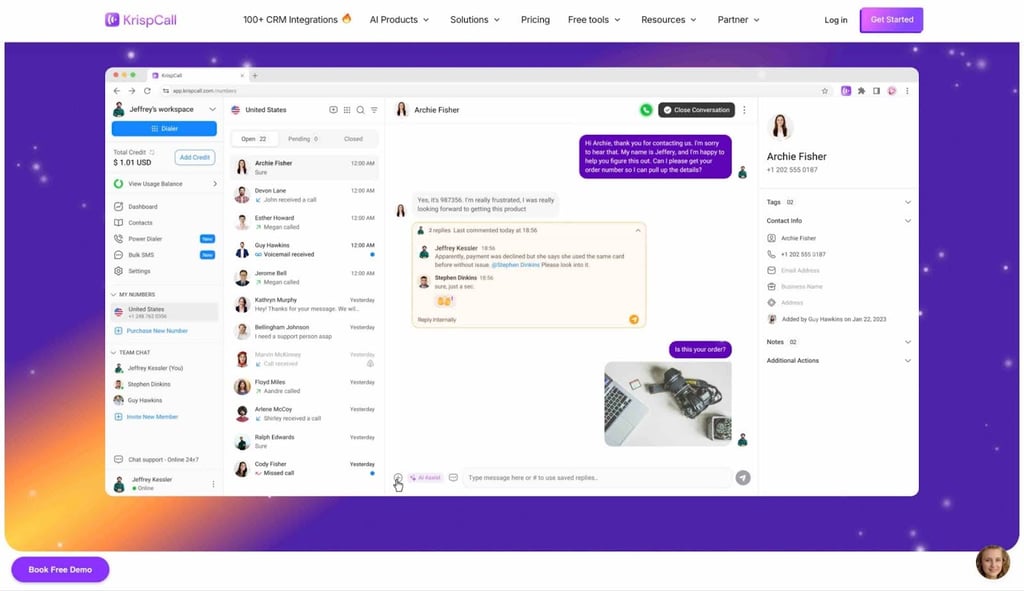 krispcall general user interface