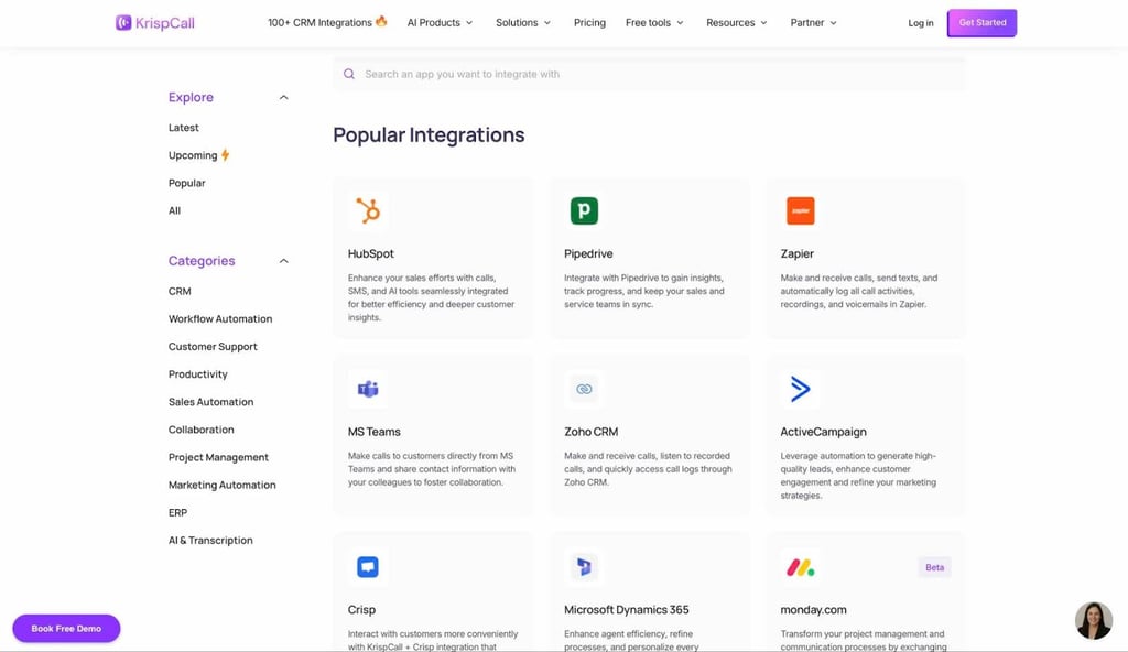 krispcall integrations area