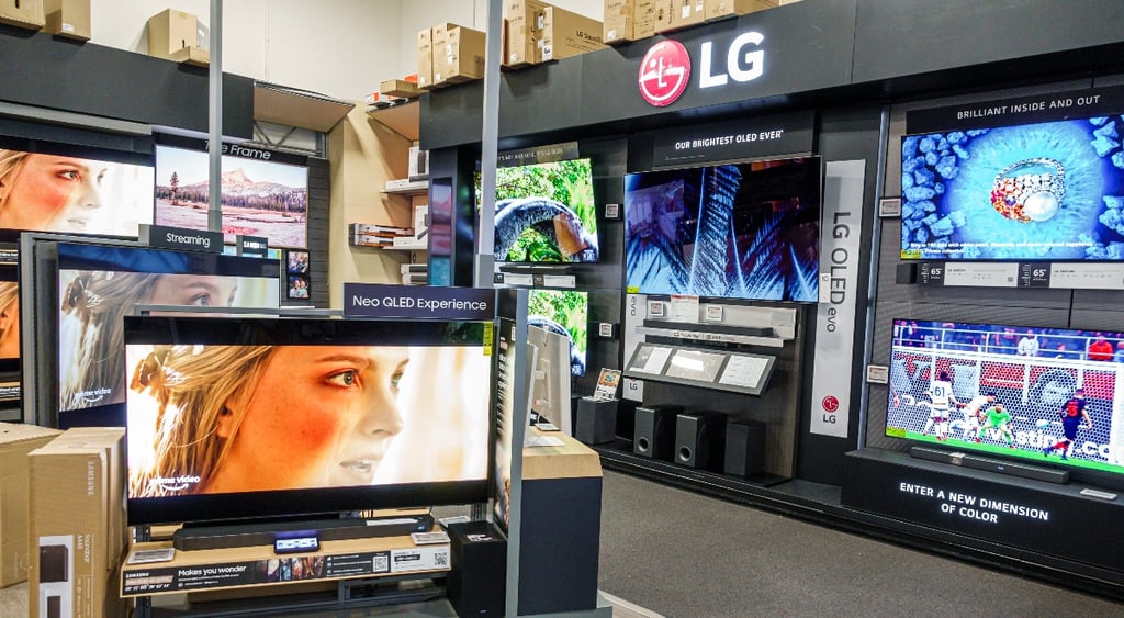 LG TV display at the electronics store