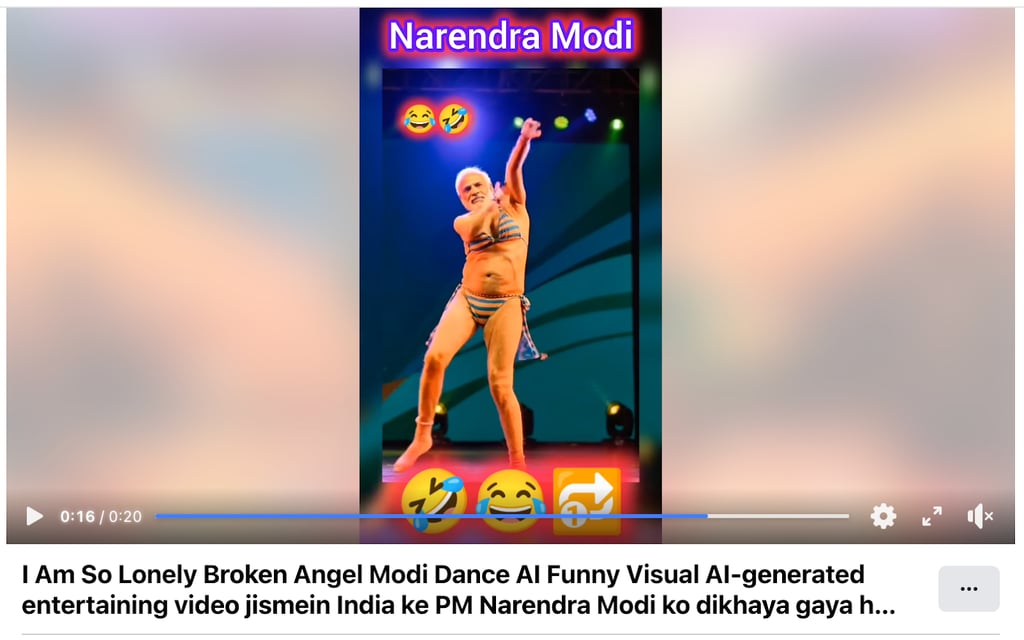 Facebook screenshot: deepfake of PM Modi dancing