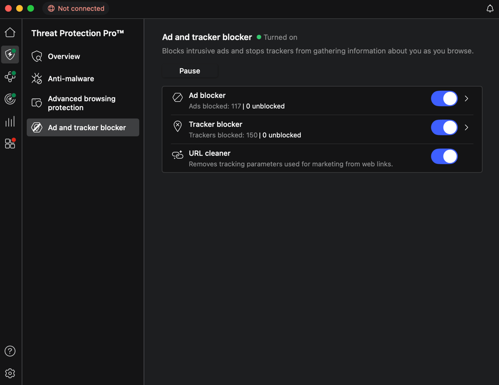 NordVPN Threat Protection Pro tab