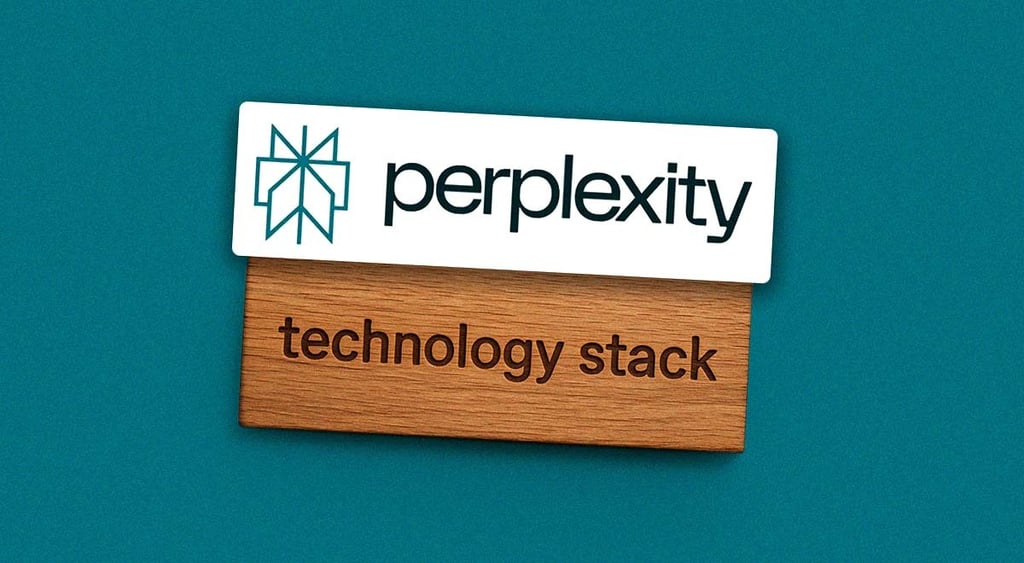 two signs: perplexity and tech stack in swamp green  background