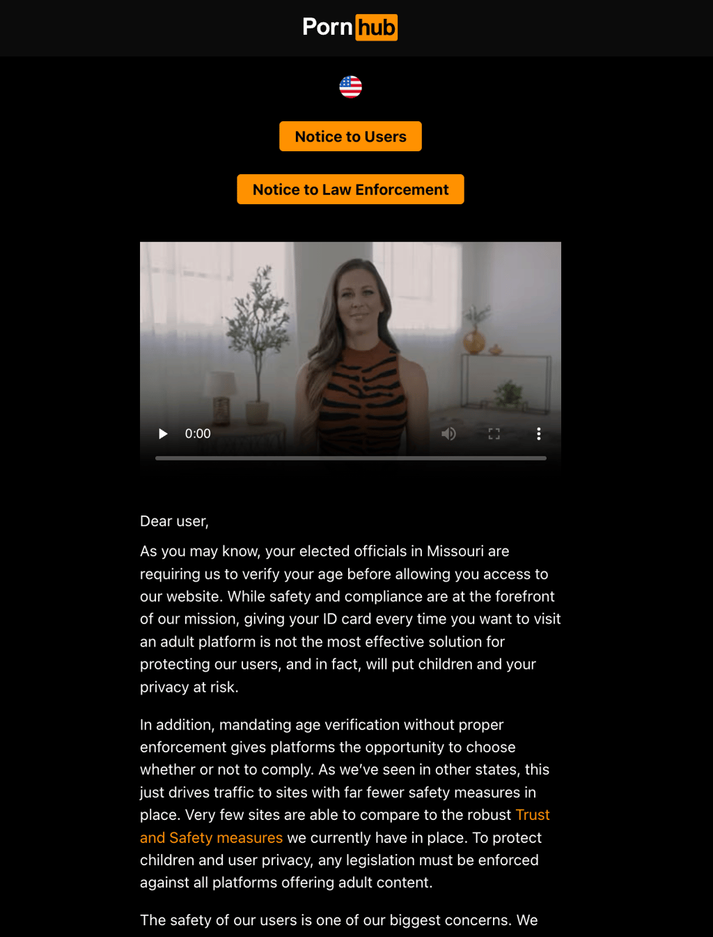 Missouri Pornhub blocked
