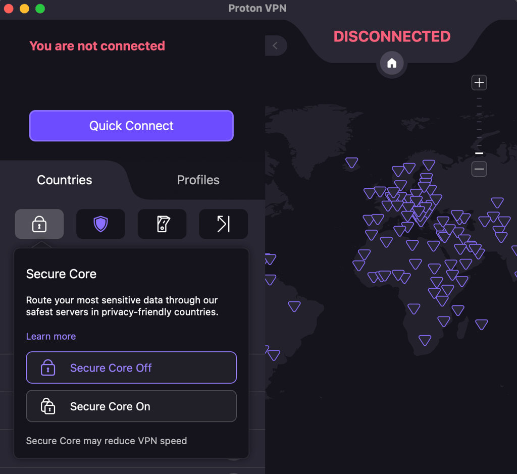Proton VPN secure core servers