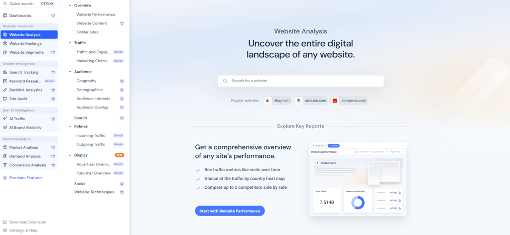 Similarweb's user interface