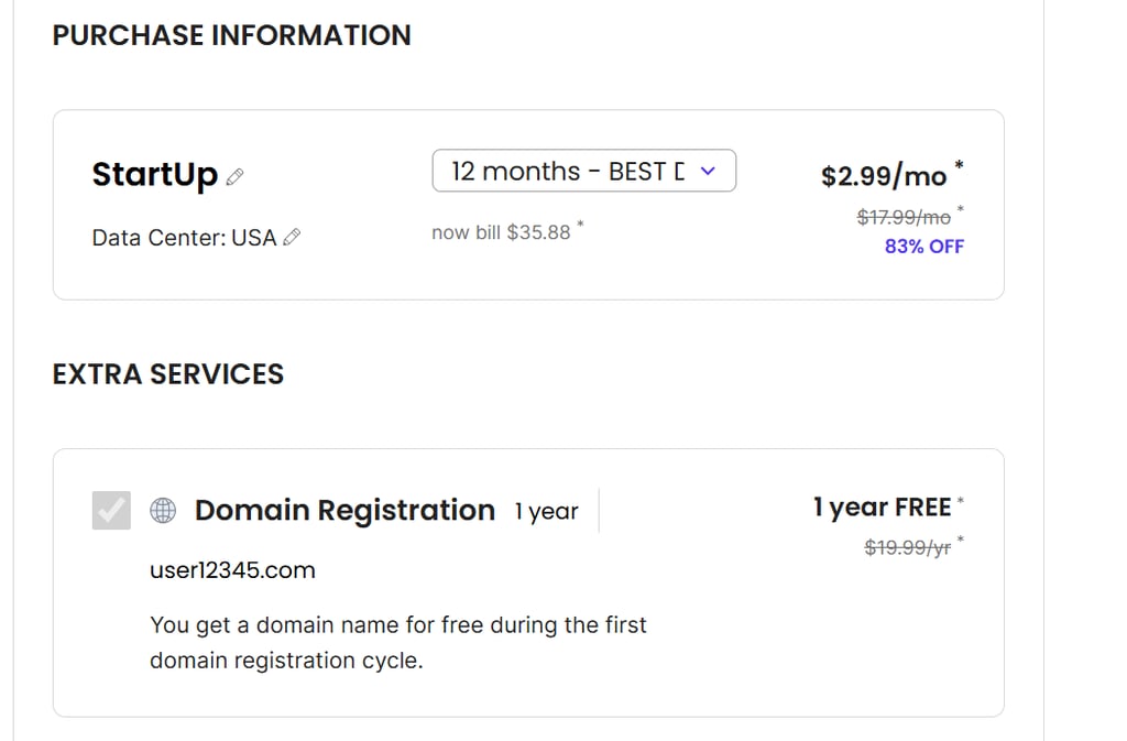 SiteGround hosting checkout
