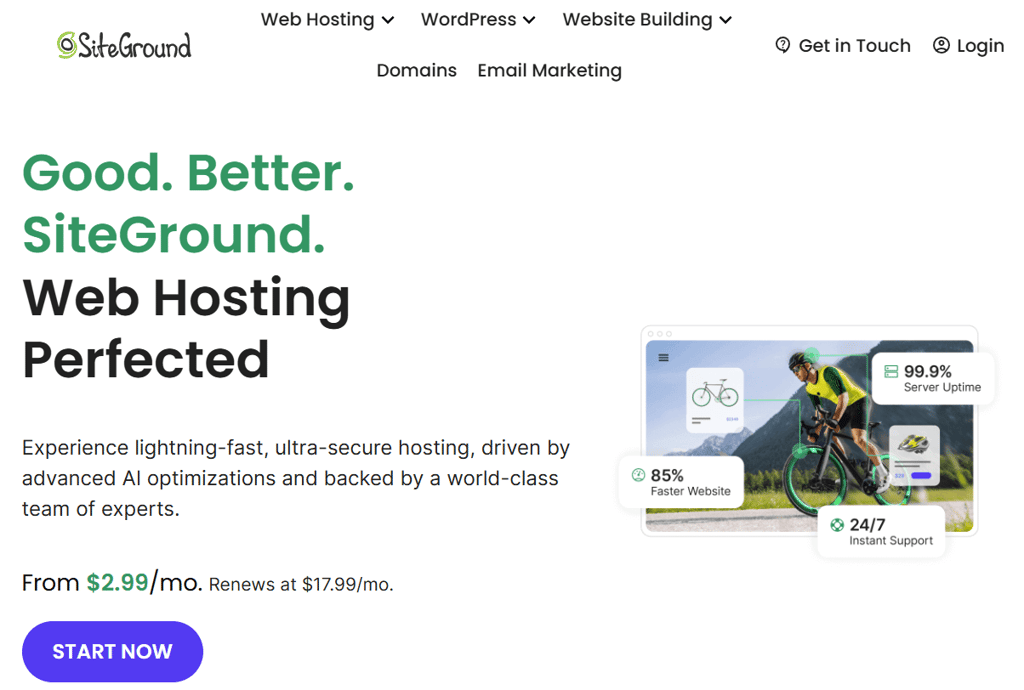 SiteGround website main page