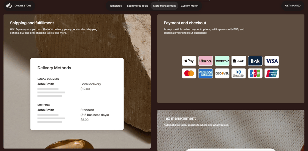 Squarespace's shipping and payment options
