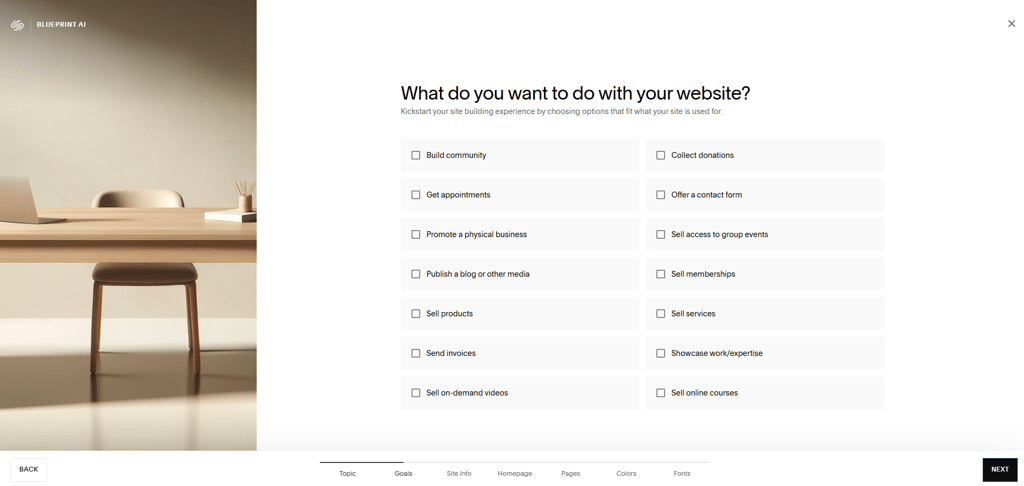 Squarespace's simple website setup process