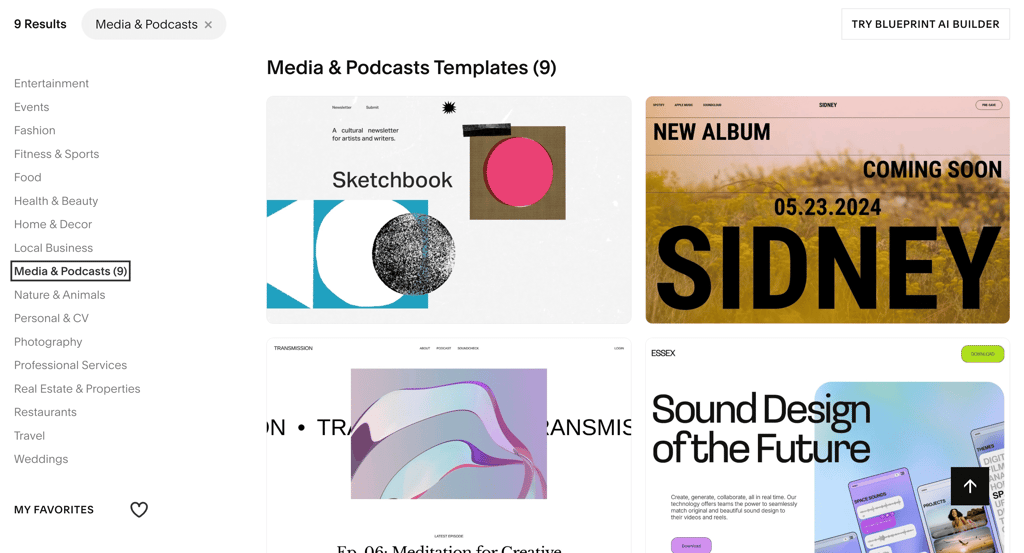 squarespace templates media and podcasts