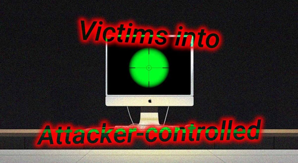 white monitor with black screen, target sign over a salad green dot
