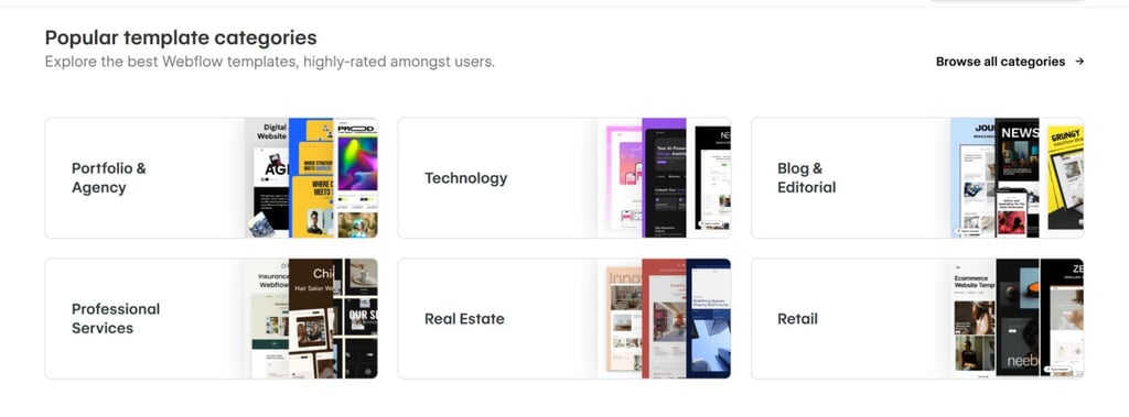 WebFlow official, template options