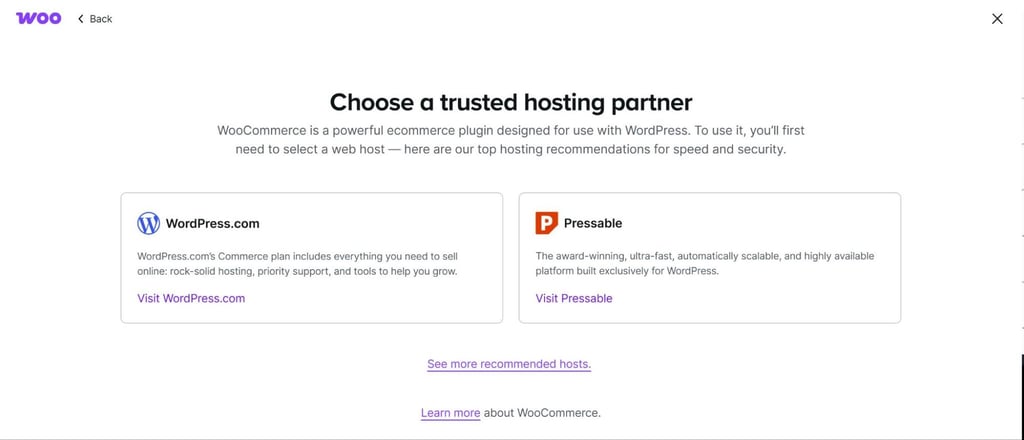 WooCommerce official website: sign-up process