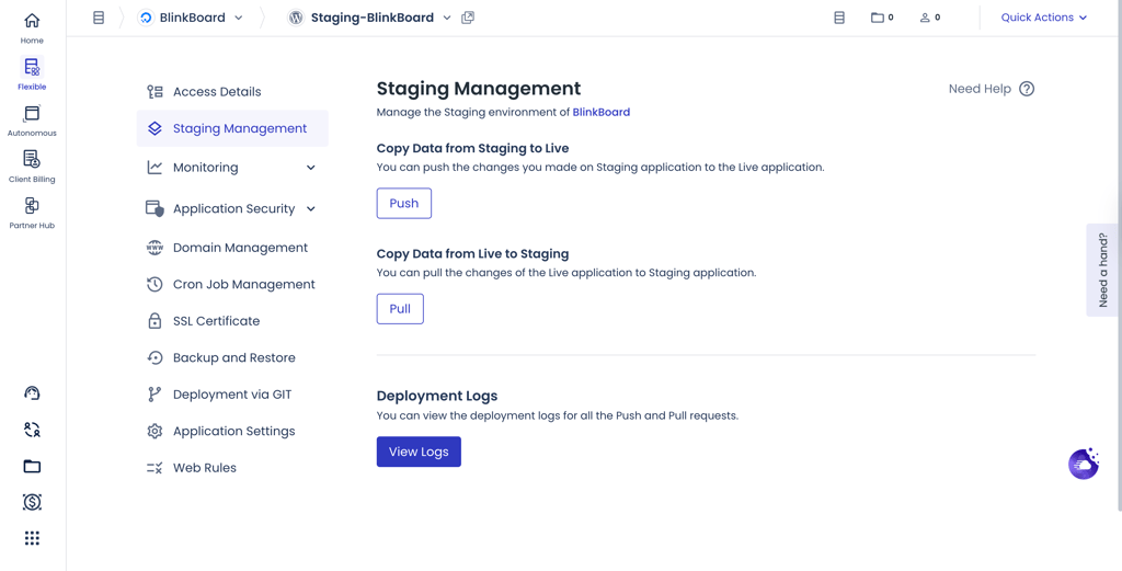 Cloudways staging tool