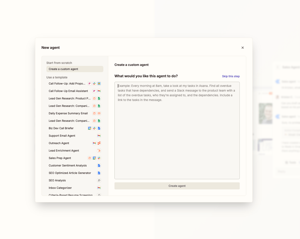 Creating an AI agent in Zapier