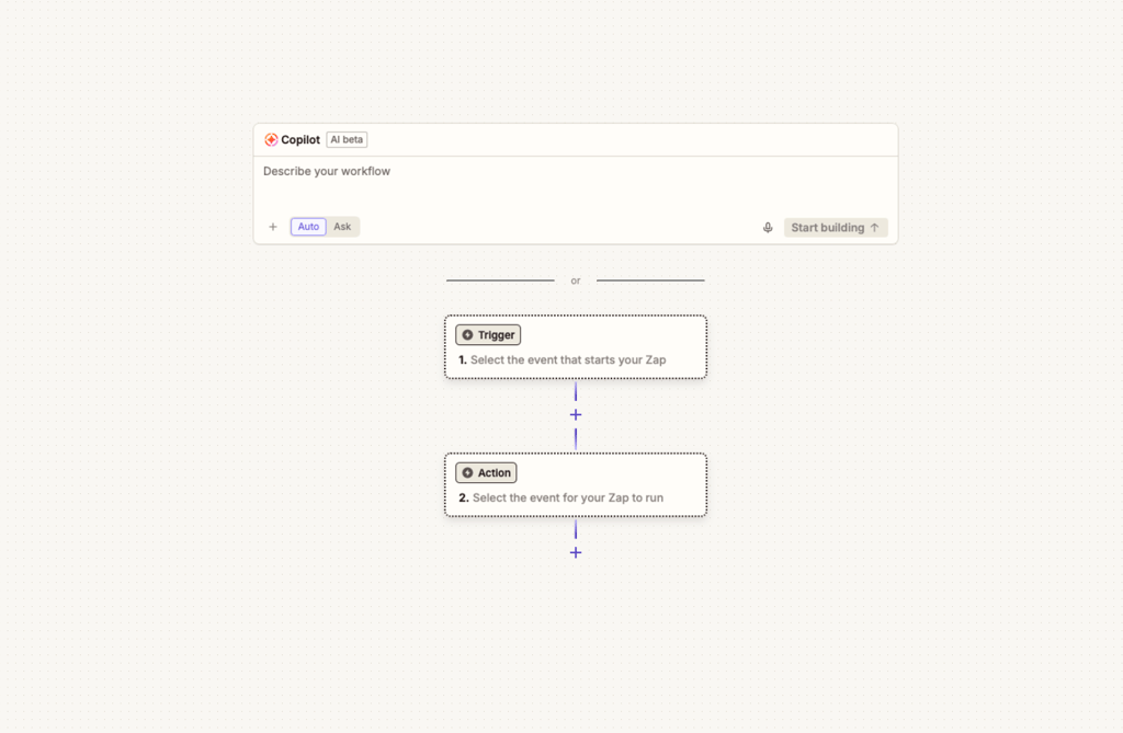 New Zap interface in Zapier