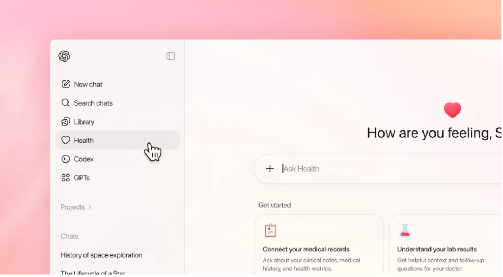 ChatGPT Health tab